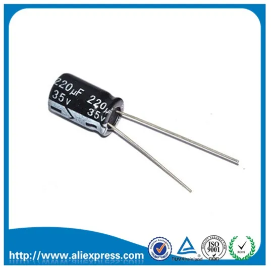 200Pcs 35V 220UF 220UF 35V Electrolytic Capacitor Size 8*12MM 35 V / 220 UF Aluminum Electrolytic Capacitors