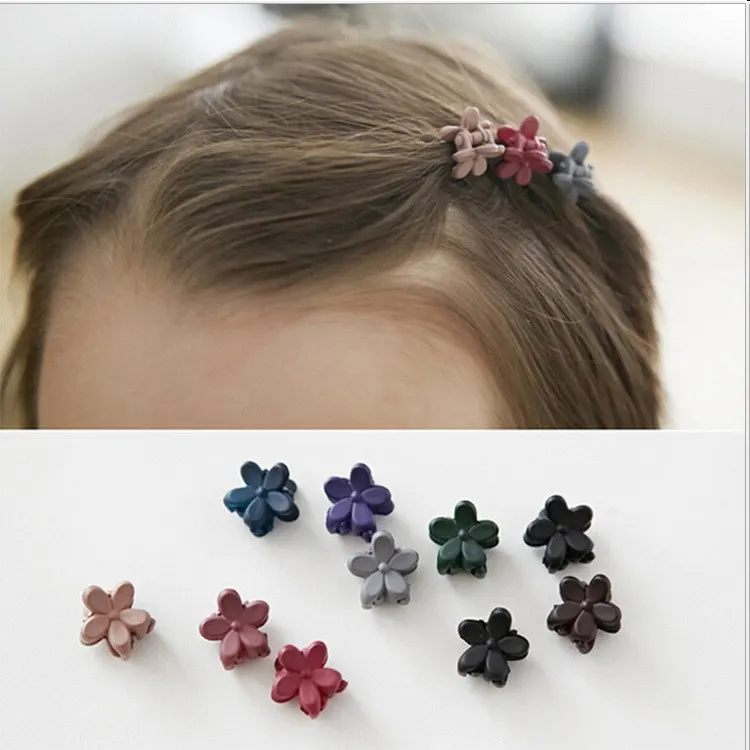 6PCS/LOT Hair Accessories Plastic Solid Bangs Hairpins Small Flowers Gripper Little Girl Hair Clips Hair Claws Hair Clamp