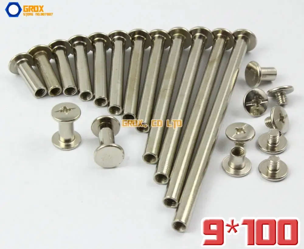 

15 Pieces 9 x 100mm Nickel Plated Chicago Screw Stud Rivet Belt Strap Fastener (5mm Shank Diameter)