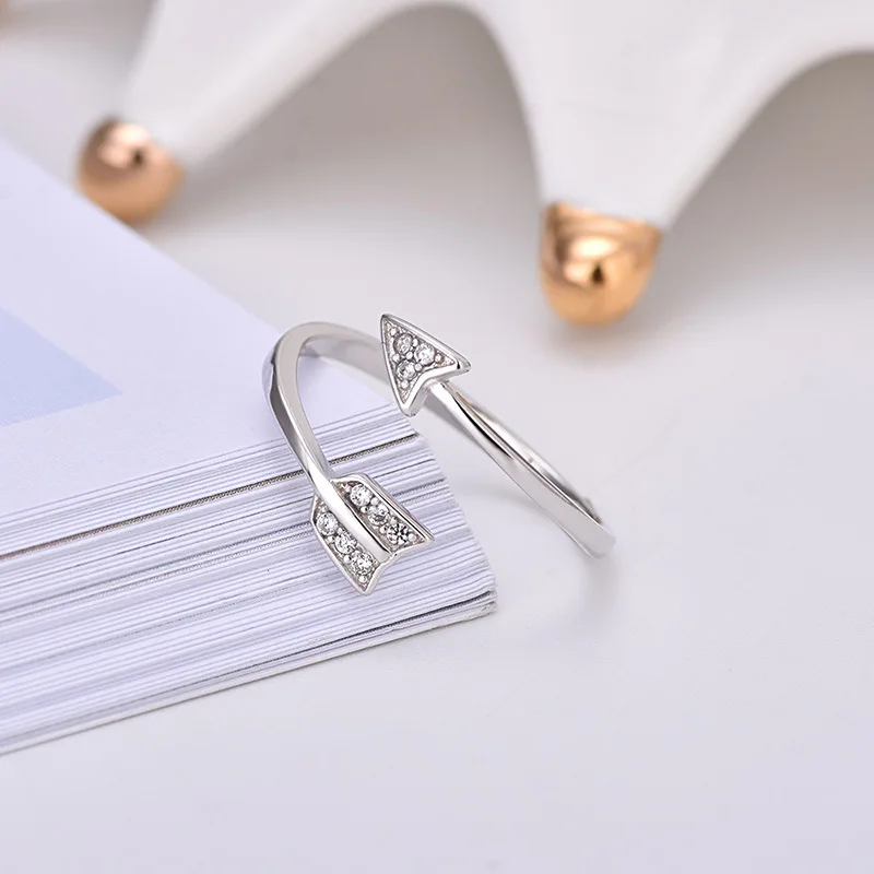 Buyee 925 Sterling Zilveren Schattige Ringvinger Licht Zirkoon Gecontracteerde Cupido 'S Pijlen Zoete Ring Voor Vrouw Feest Fijne Sieraden Cirkel