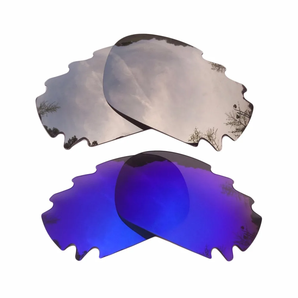 Silver Mirrored&Purple Mirrored Polarized Replacement Lenses for Jawbone Vented Racing Jacket Frame 100% UVA & UVB