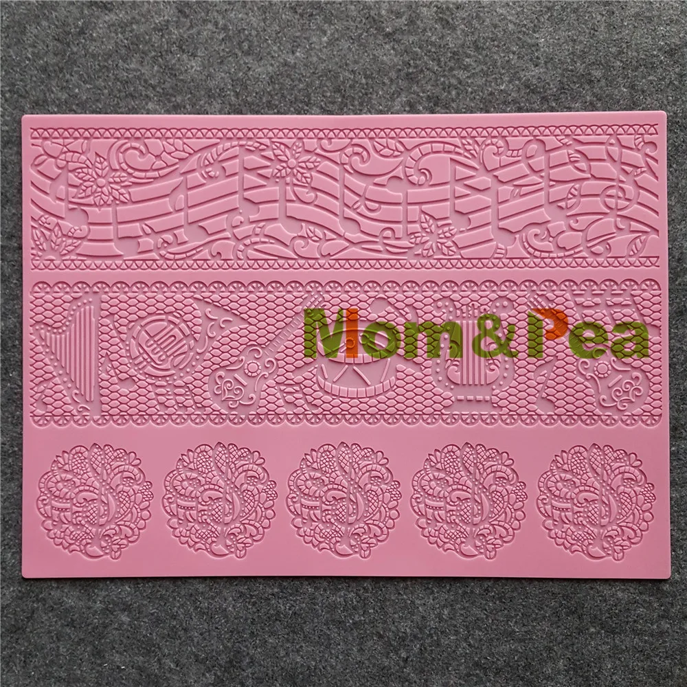 Mom&Pea GX226 Music Lace Pad Mold Cake Decoration Fondant Cake 3D Mold Food Grade Silicone Mould