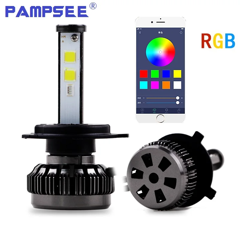 

2Pcs Popular Car Multicolors RGB Auto LED Headlight Kits H1 H7 H4 H8 HB3 HB4 881 H16 APP Bluetooth Remote Control DIY Foglight