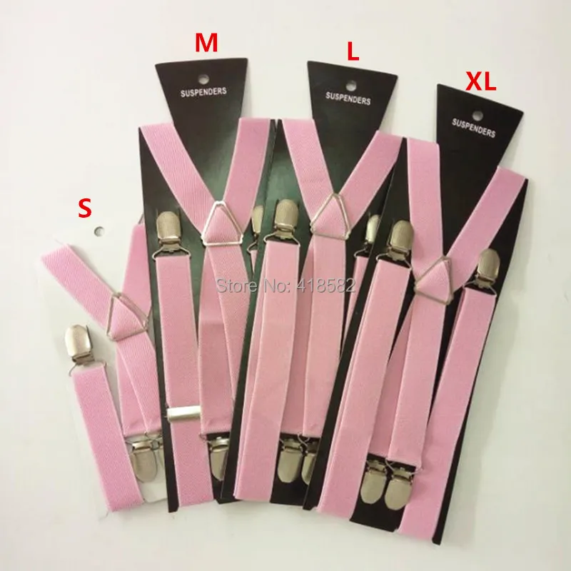 Tirantes ajustables para boda para hombre y mujer, tirantes con 4 clips en 4 tamaños, color rosa, BD002-Light