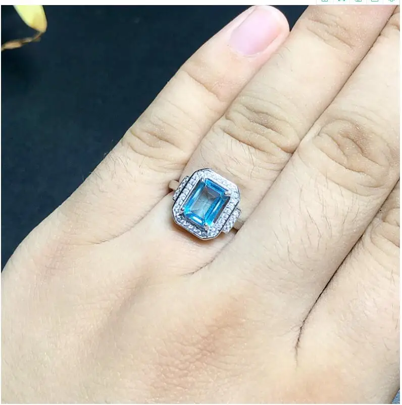 

Topaz Ring gem Finger ring Natural real blue topaz 925 sterling silver ring Wholesales For men or women