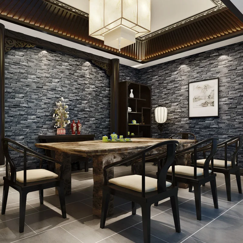 beibehang Modern Chinese 3D gray brick pattern wallpaper antique brick personalized restaurant bar retro red brick wallpaper