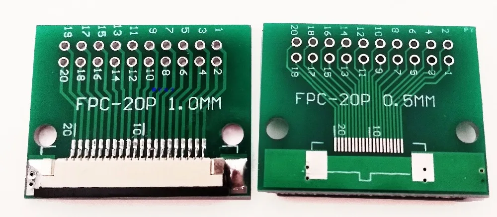 10pc FFC FPC 20PIN transfer board with connector FFC to DIP 2.54 adapter board 1mm 0.5mm pitch pcb double sided