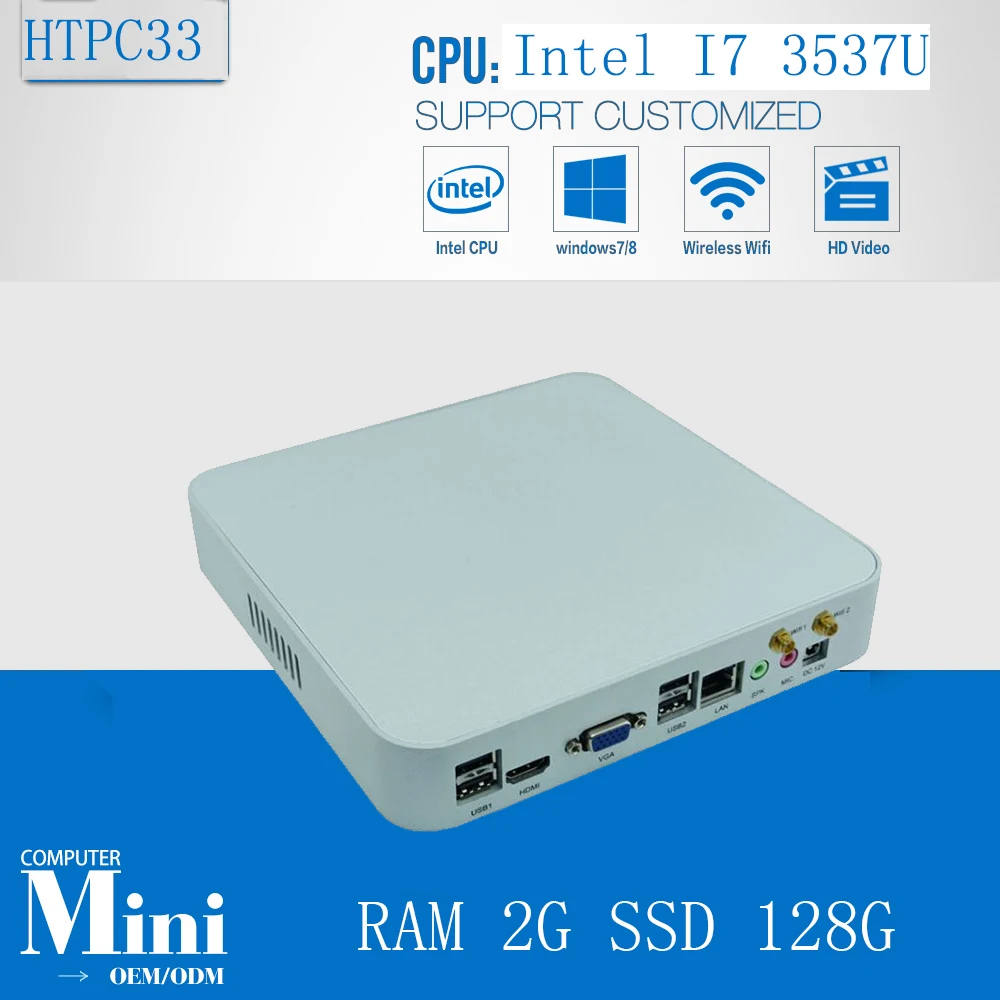 Super Fast Mini PC Windows HTPC Processor Intel Core i7 3537U Max 3.1GHz 4M Cache 2GB Ram 128GB SSD  300M Wifi HDMI VGA