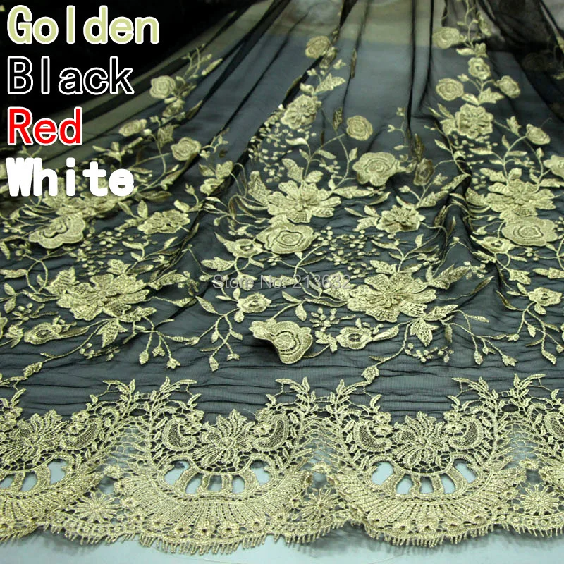 Imagem -02 - Vestido de Noiva Tecido de Renda 3d Flash Trim Ouro Camadas de Tule Voile Flores Bordadas Tecidos Têxteis Cadarços Eletrônicos Costura