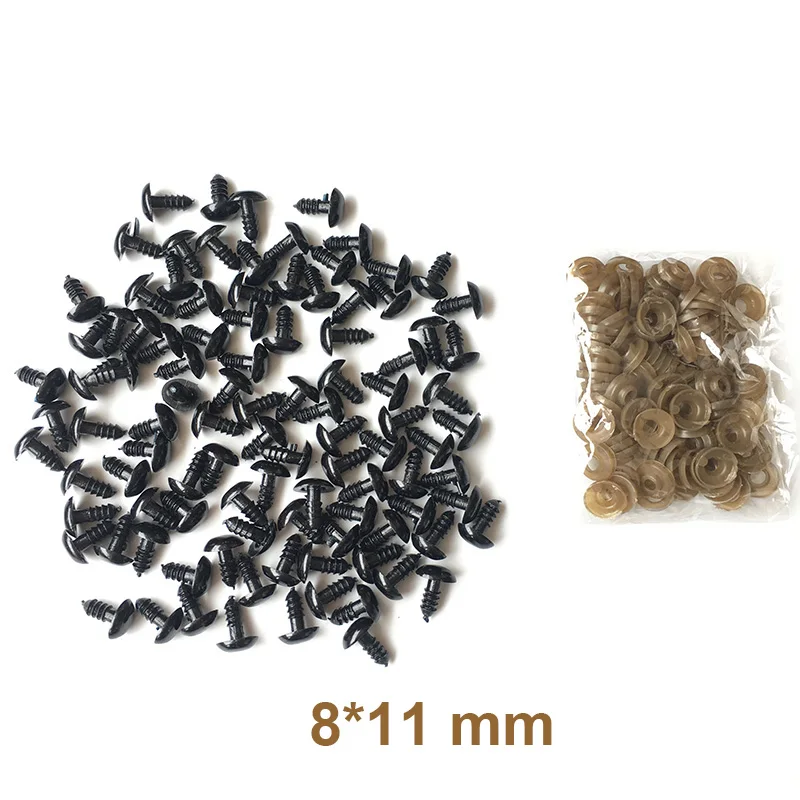 100 unids/bolsa artesanía DIY elipse ovalada negra muñeca oblonga ojos de nariz de seguridad para oso de peluche juguetes de peluche Animal a