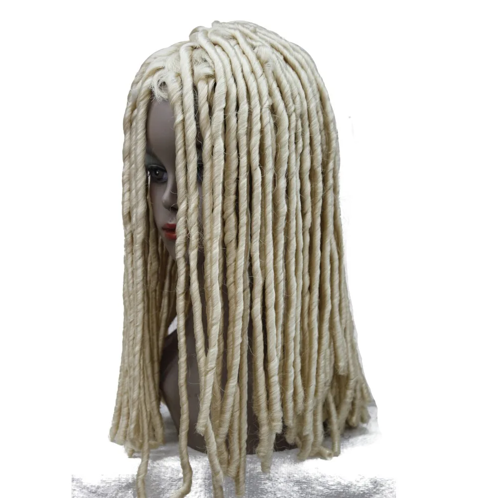StrongBeauty African braids Wig dreadlocks Hair Spiral Curls Hairstyle Black /Brown Synthetic Wigs - Image 5