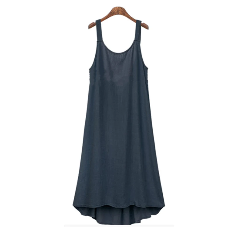 2023 Large Size 5XL Women Dresses Cotton Linen Sling Loose Eyropean Style Ladies Vestido Hollow Out Sleeveless Sexy Robe KE375