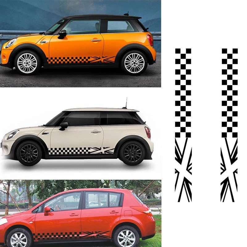 2pcs Car Body Sides Decoration Sticker Decal Motorcycle SUVs Bumper Lattice Vinyl Decor Decals