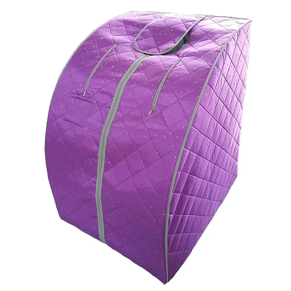 Far Infrared Sauna One Person at Home Portable Full Body SPA Tent with Heating Foot Pad and Portable Chair - Purple