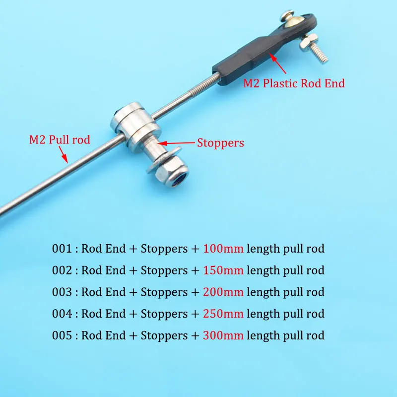 RC Model Boat Push Rod Kit Include M2 Plastic Rod End + Linkage Stoppers + M2 Pull Rod For Servos