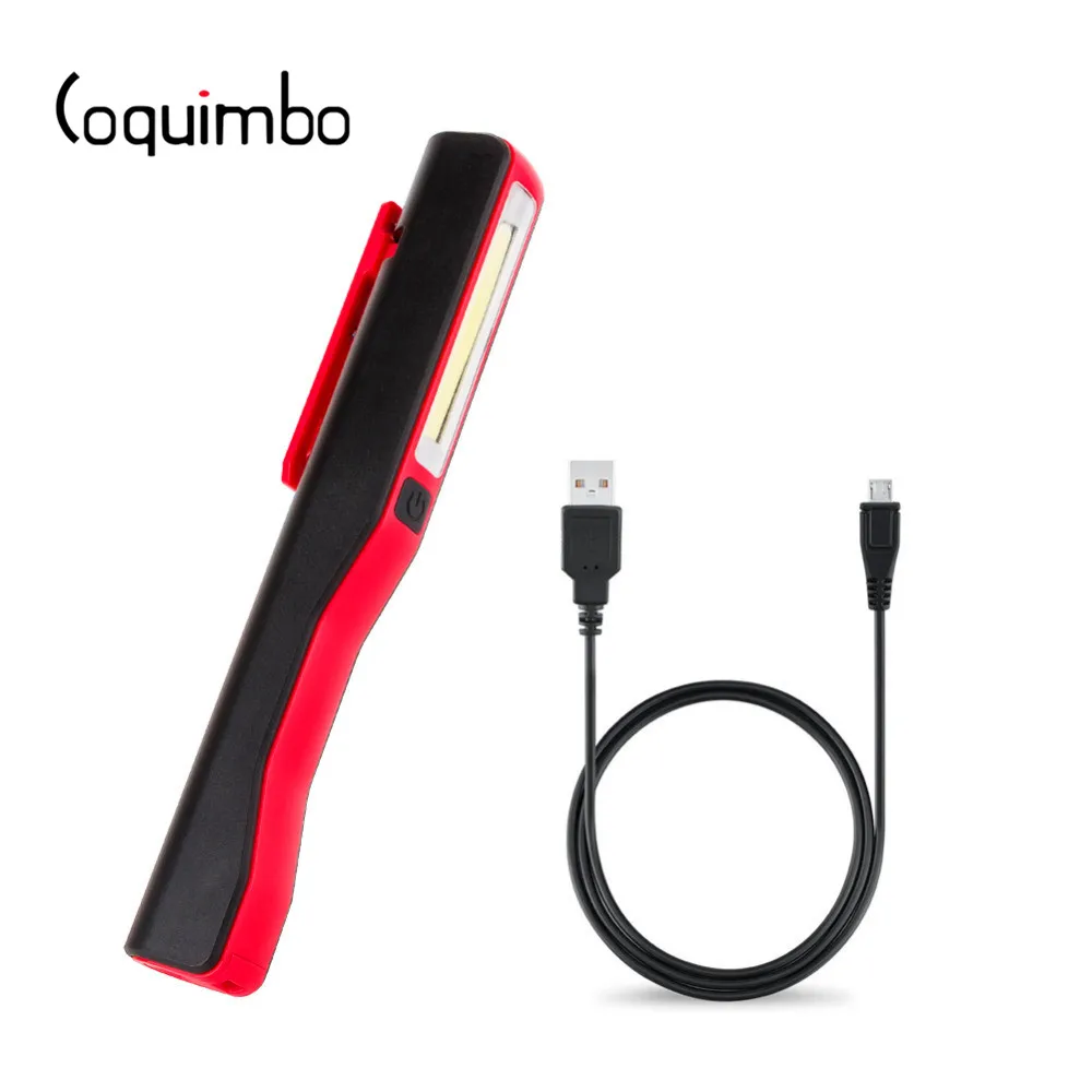 Coquimbo USB 충전 COB LED 손전등, 다기능 LED 토치 라이트, 마그네틱 작업 검사 램프, 펜 포켓 램프