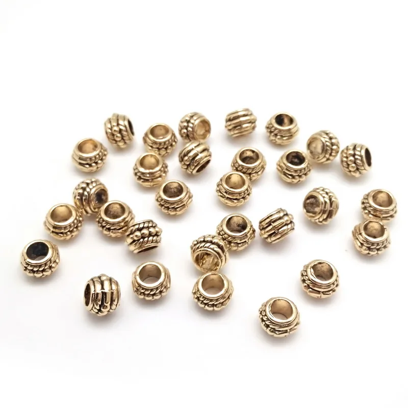 30pcs/lot 6*8mm Three Layer  Oblate Beads Zinc Alloy Metal Spacer Beads for DIY Bracelet Necklace Jewelry Findings Making