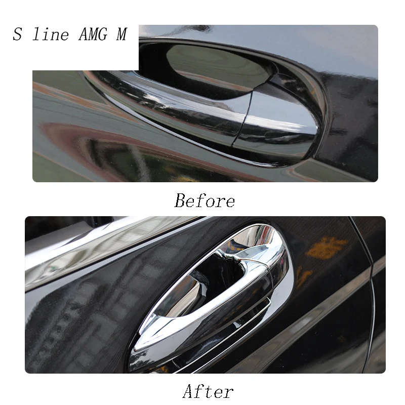 Car Styling Outer Door Bowl And Handle Protective Stickers Cover Trim for Mercedes Benz GLE W166 ML GL GLS X166 auto Accessories