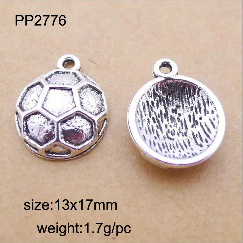 25pcs/lot  Alloy Charms Antique Silver Plated Alloy Football Charm Pendant Handmade Hanging Crafts 13x17mm