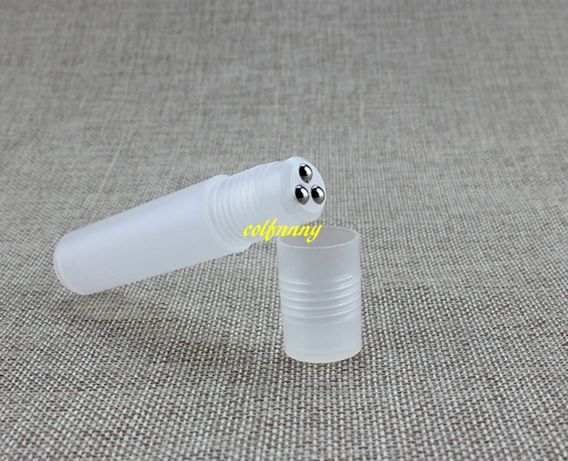 50pcs/lot 3 beads Eye Cream Roll on Bottles 10ML Cosmetics Ball Bottle Essence Oil Bottles transparent Plastic roll on bottle