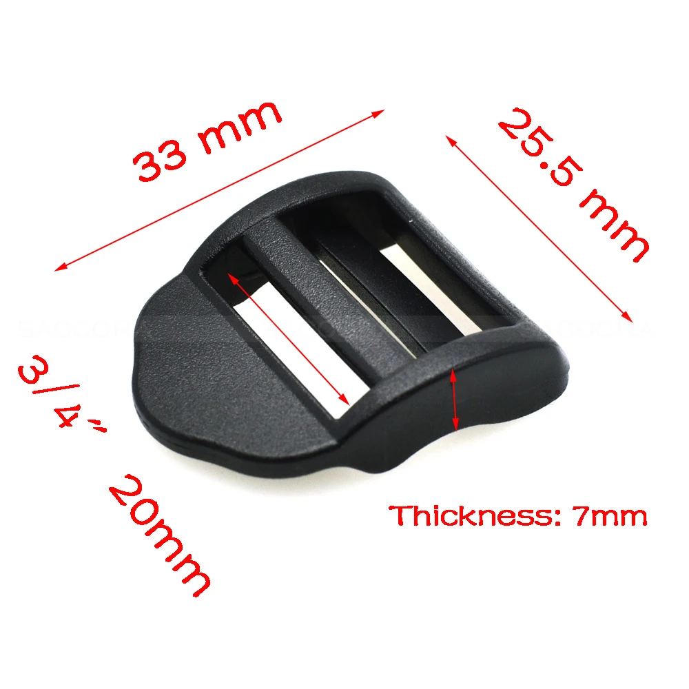 10pcs Plastic Ladder Lock Tri-Glides Slider Adjustable Buckle Belt Buckle Backpack Accessory Black