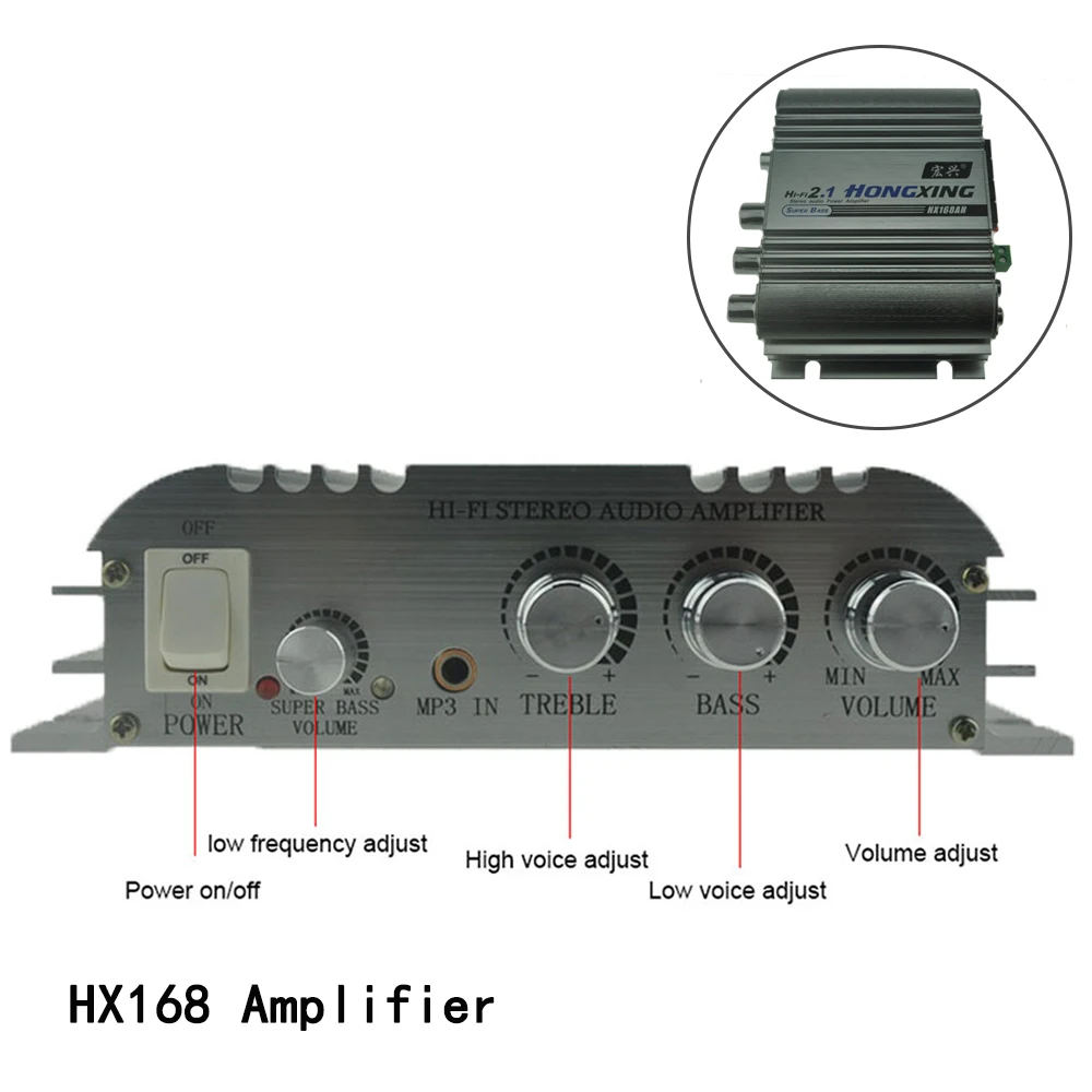 2.1 Channel Stereo Mini Computer Audio Car Amplifier Subwoofer Out Amplifier Low Distortion Hi-Fi