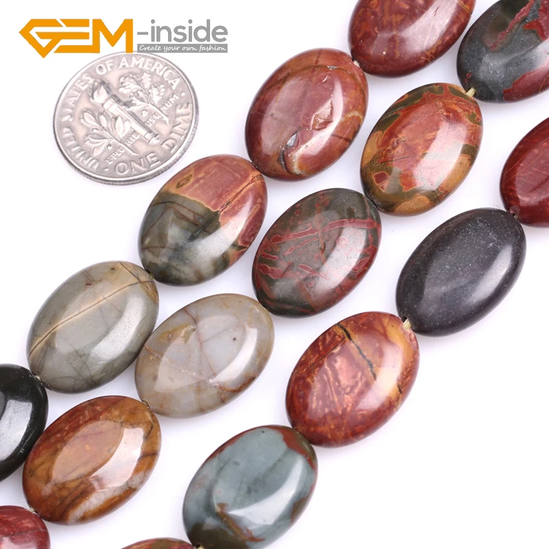 Gem-inside 12x16mm 13x18mm Oval Shape Picasso Jaspe r Beads Natural Stone Loose Beads For Jewelry Making Beads Strand 15