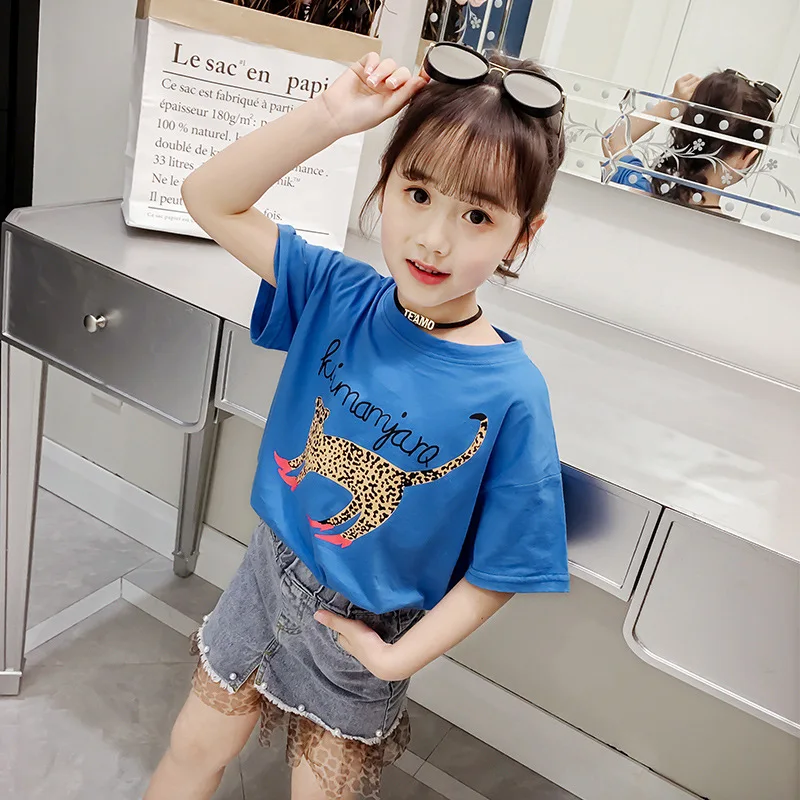 

Summer 2019 Child T-shirts for Girls Cotton Modis Cartoon Print Short Sleeve Top T Shirt Sportwear Clothes for Girls 12 14 Years