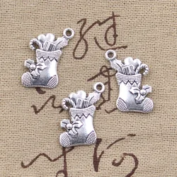 12pcs Charms Christmas Stocking 20x18mm Antique Silver Color Plated Pendants Making DIY Handmade Tibetan Finding Jewelry