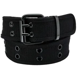 Cintos de lona para homens e mulheres, Double Grommet Hole, Buckle Belt