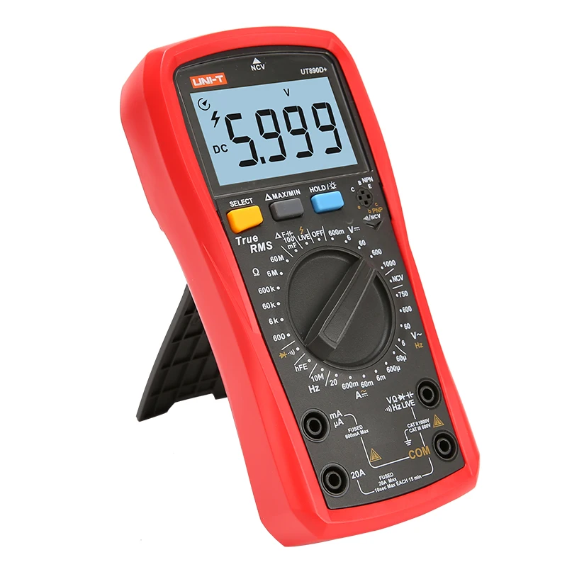 Цифровой мультиметр UNI-T UT890D+/UT890C; Цифровой электрический мультиметр RMS с ручным диапазоном истинного среднеквадратичного диапазона/NCV/емкостный/температурный тест