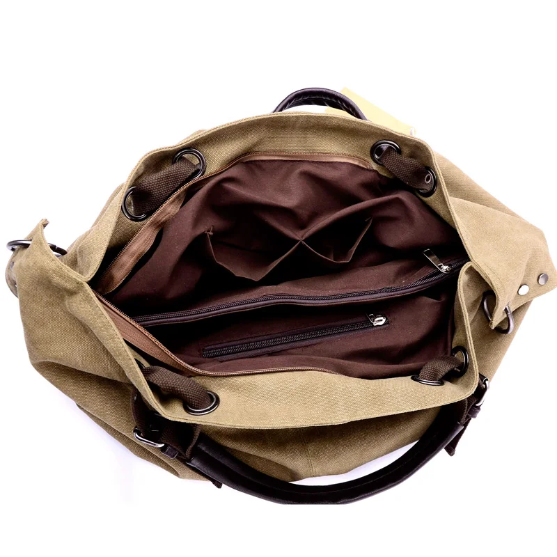 Bolsos de mensajero de lona para mujer, bolso cruzado de hombro sólido, bolso de mano femenino de diseñador informal de moda, bolso de mano de gran capacidad