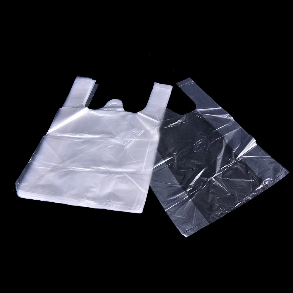 52pcs/lot 20*30cm Supermarket Plastic Bags With Handle Transparent Bags Shopping Bag Food Packaging Wholesale