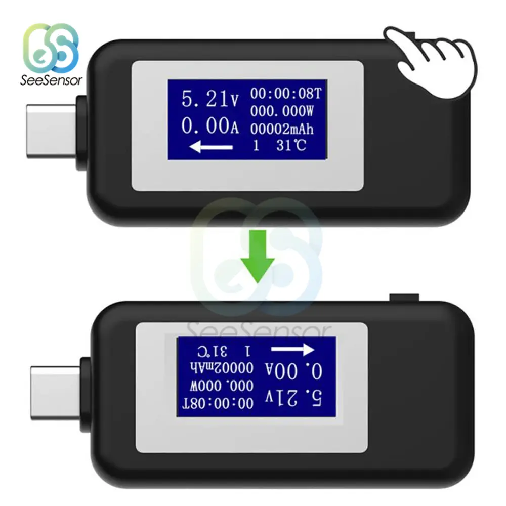 متعدد الوظائف USB تستر Type-c شاحن كاشف تيار مستمر الفولتميتر الرقمي مقياس التيار الكهربائي متر الجهد الحالي