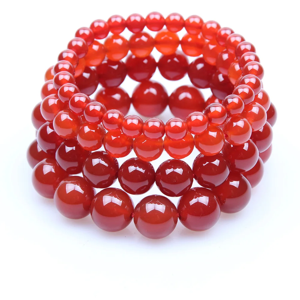 Charm Natural Stone Beads 6mm 8mm 10mm 12mm Red Agat Beaded Bracelet for Women Man Stretch Yoga Jewelry Best Friend Gift