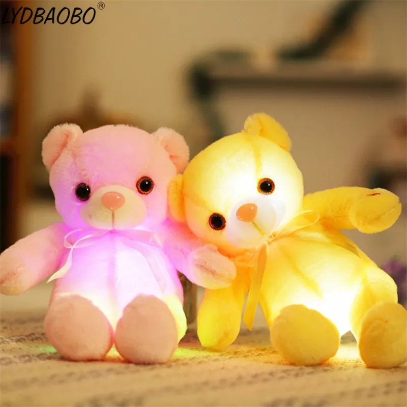 32CM Glowing Bear Luminous Christmas Gift for Creative Light Up LED  Bear Stuffed Animals Plush Toy