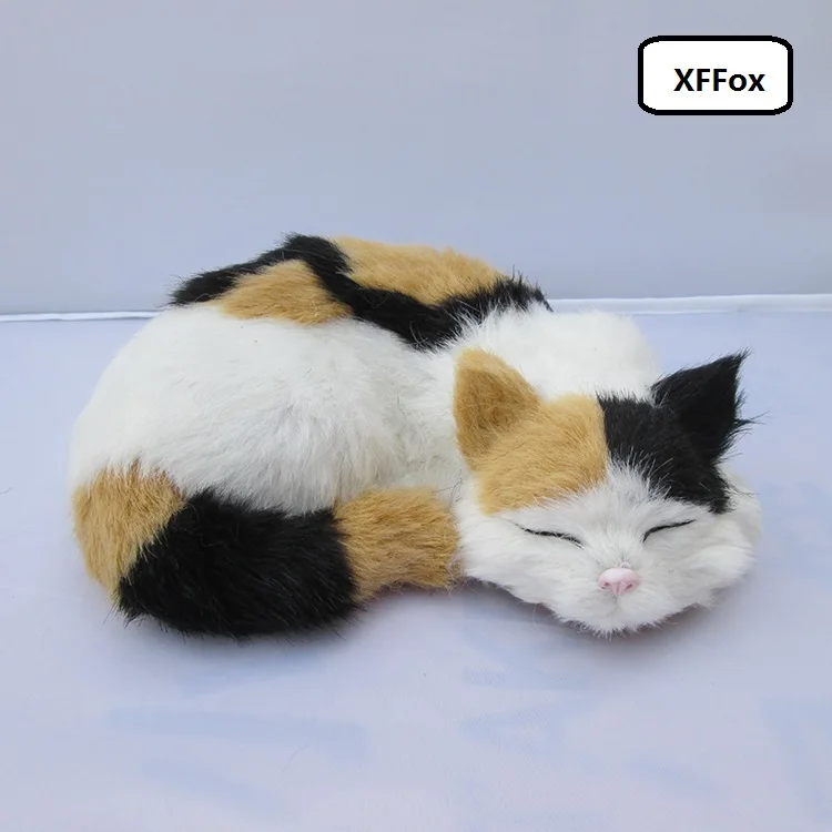 cute real life colourful lazy cat model plastic&furs simulation sleeping cat gift about 23x18x8cm xf1304