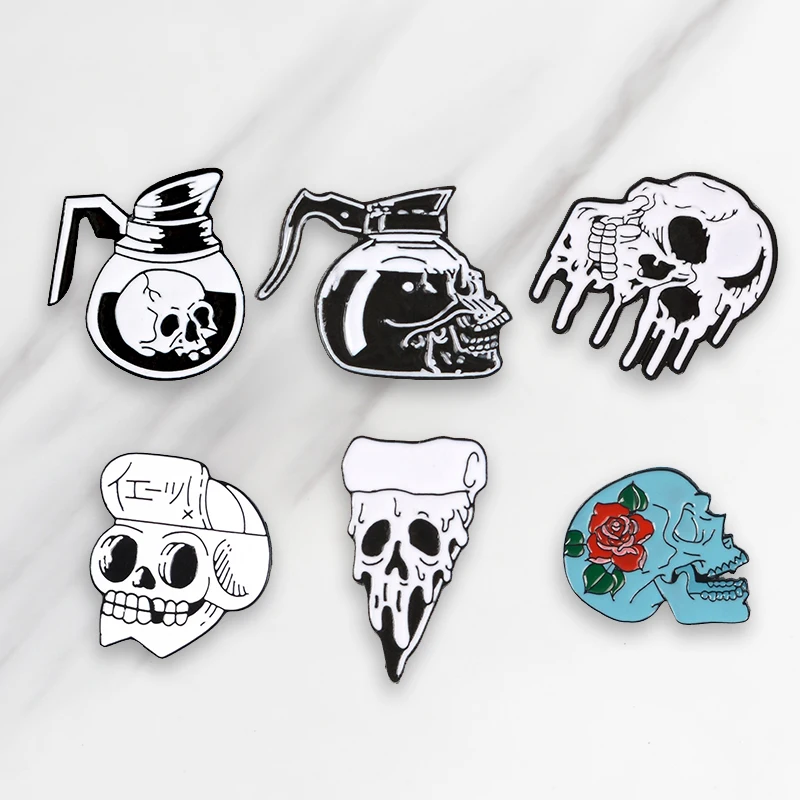 

Give Me Coffee Death Soft Enamel Brooches Pins Denim Clothes Bag Buckle Button Badge Punk Jewelry Gift for Friends