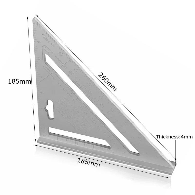 MOKIN 8\'\'/200mm Triangle Ruler Aluminun Alloy Angle Ruler 90 Degree Protractor For Construction Artist Carpenter Measuring Tools