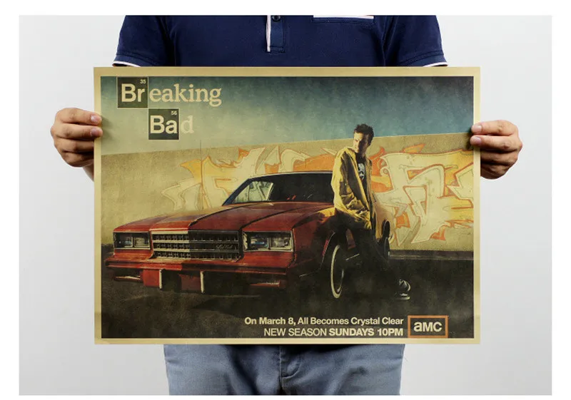 Vintage Classic Breaking Bad American Drama TV Series Poster Retro Kraft Paper Bar Cafe Home Decor Painting Wall Sticker 42x30cm