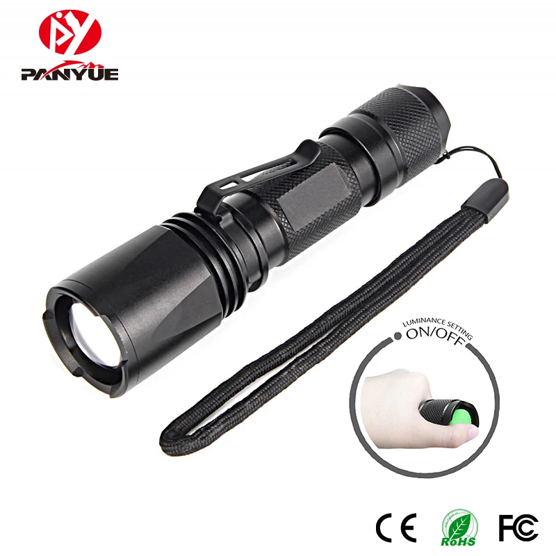 PANYUE Aluminum Alloy 1000 lumen XML T6 Bright Light Rechargeable Tactical Torch Light 5 modes LED Flashlight Torch with Clip