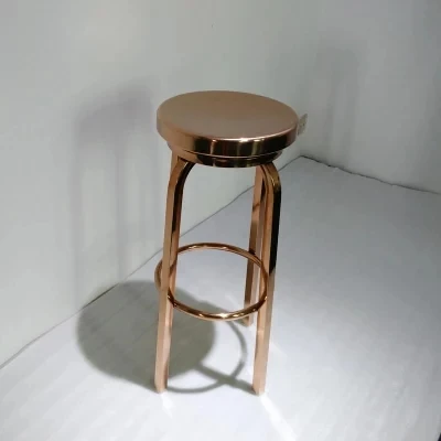 シンプルなステンレス鋼チタン回転式ハイチェア、モダンなサンプルルームジュエリーショップレジ用スツール