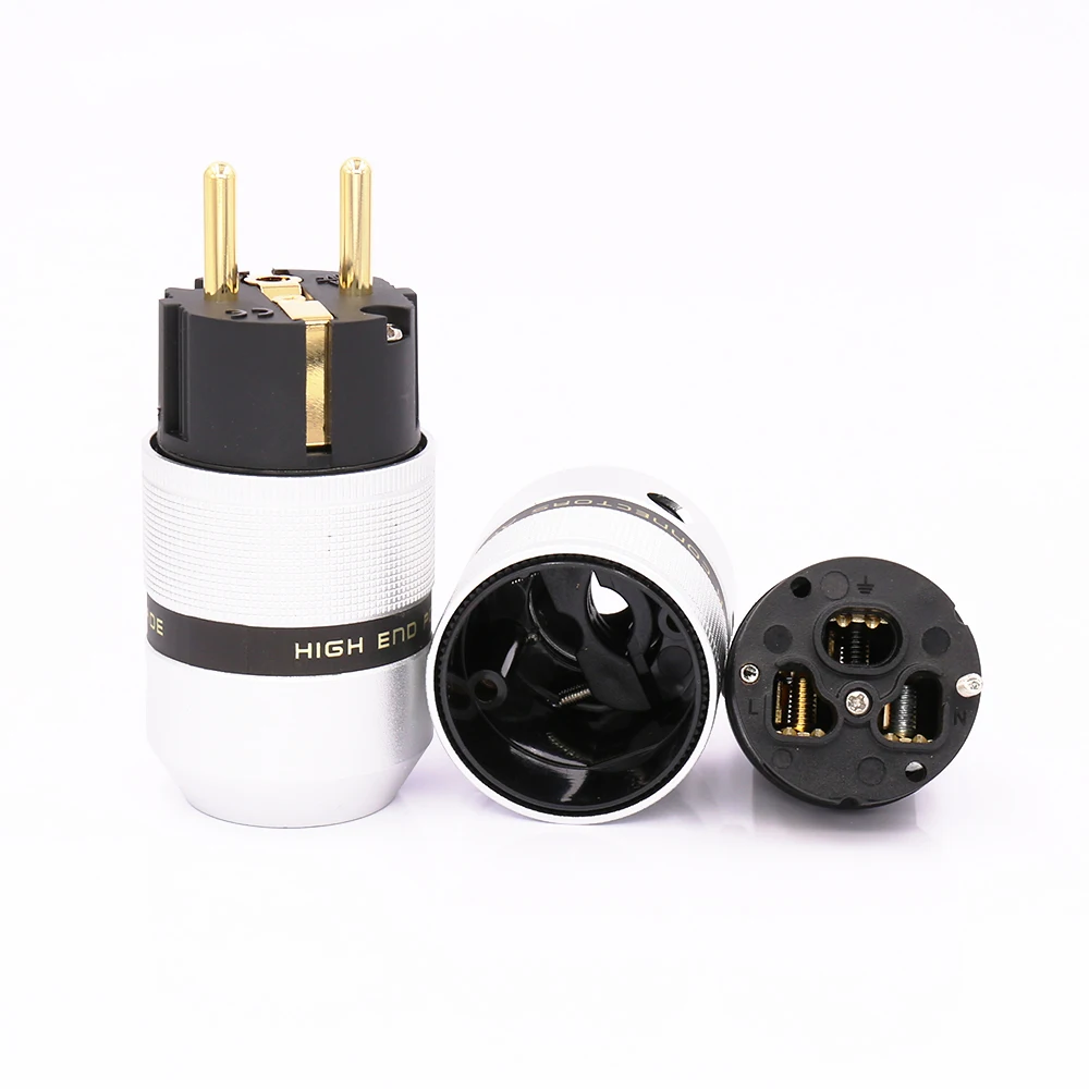 Hi End Gold plated Aluminum metal 24K Gold Plated EUR Euro Schuko Power Plug