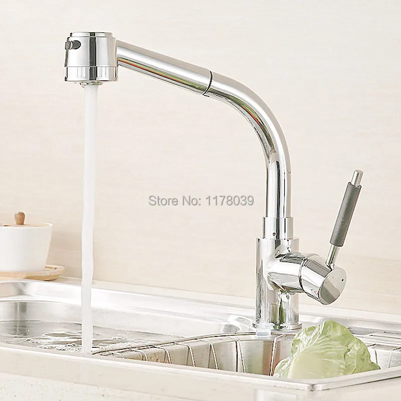 Multi-function pull-out kitchen faucet,kitchen Stretching hot and cold mixer tap,brass single hole rotating sink faucet,J16961