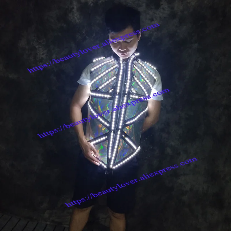 Lumious jacket Future Tech Warrior Vest space show light up laser costume stage Colorful led coat dress robot suit