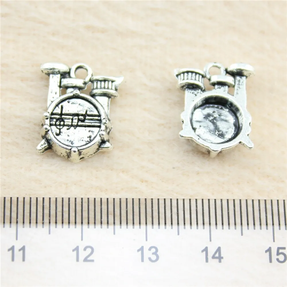 44pcs/lot 16*14*4mm ancient silver Drum charm Pendants DIY jewelry for bracelet necklace earring