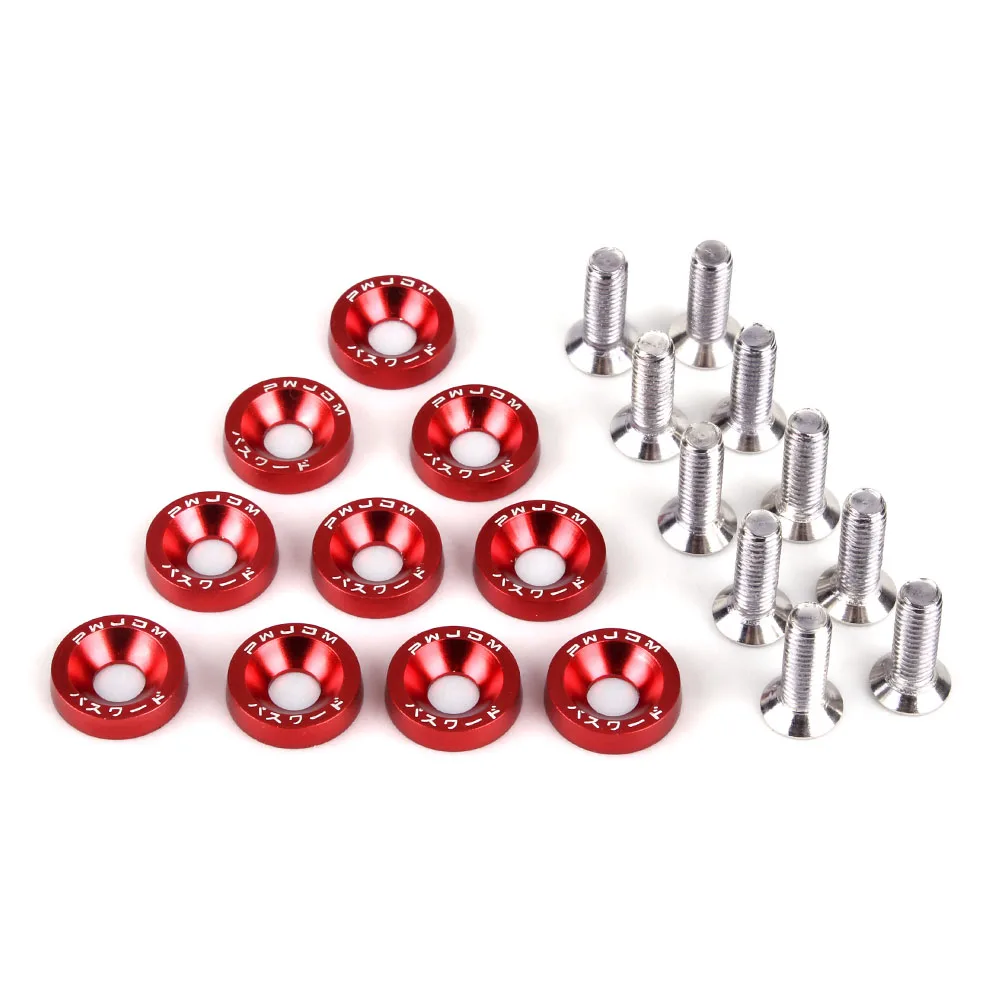 RASTP-Aluminum 10Pcs M6X20 Car Modified Hex Fasteners Fender Washer JDM Bumper Engine Concave Screws For Honda RS-QRF002