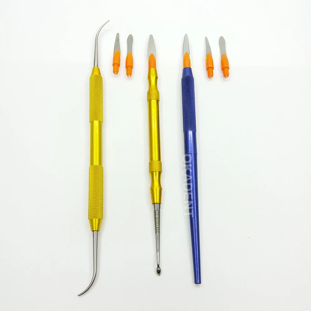 Kit de ferramentas para escultura em alumínio para dentista, conjunto de 3 peças de ferramentas para laboratório dentário com faca cirúrgica