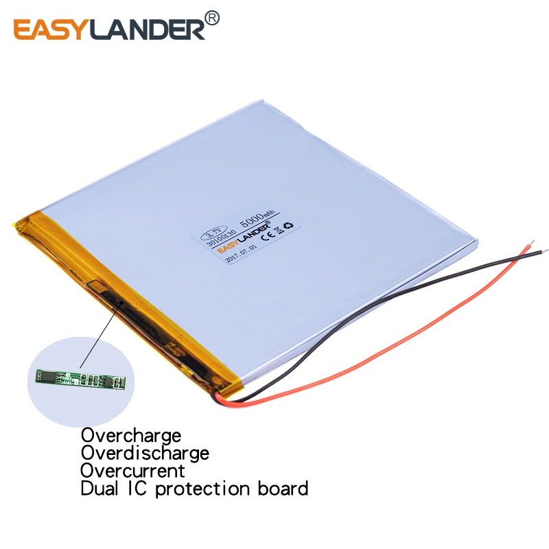 30100130 3.7V 5000mAh Rechargeable li Polymer Li-ion Battery For mobile power DIY computer DVD Notebook Tablet PC  E-book