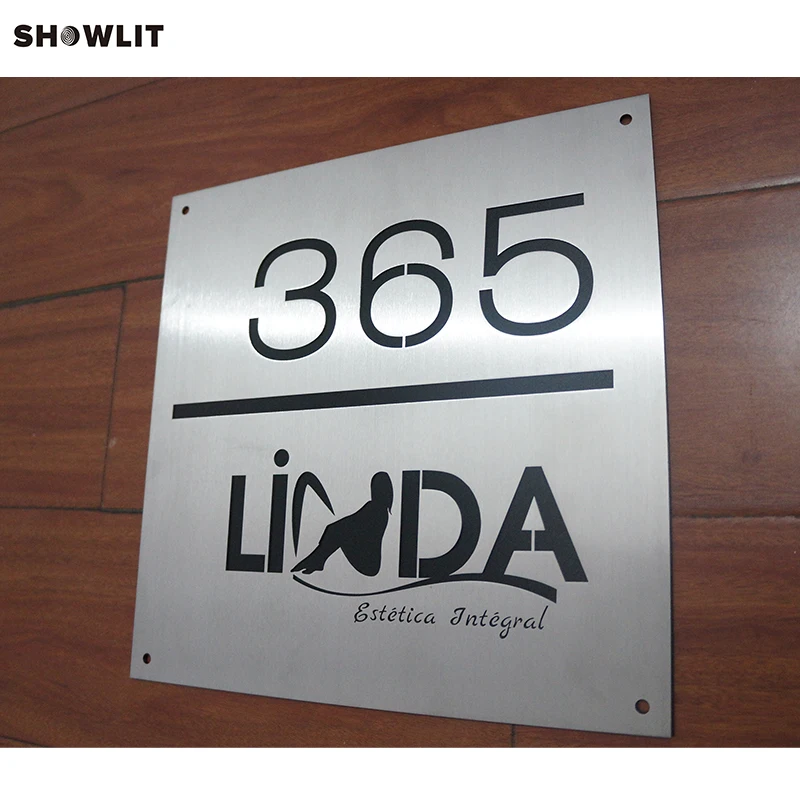 

Brushed Finish 2-tile House Number Plaque Size Optional